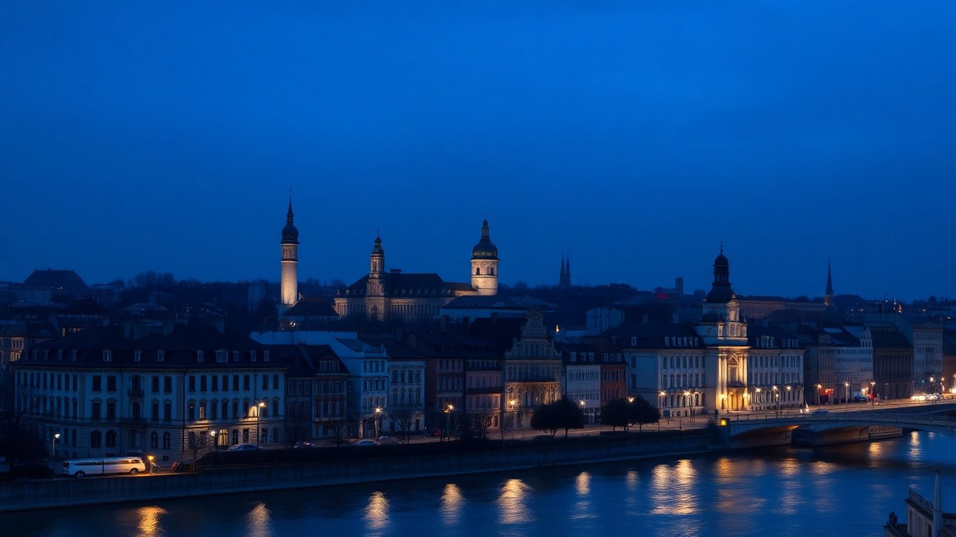 Bratislava za súmraku – azúrové tóny finančnej štvrte